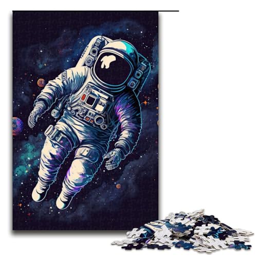Puzzle 1000 Teile für Erwachsene Astronaut im Weltraum Puzzle praktisches Spiel einzigartige Heimdekoration und Geschenke (75 x 50 cm) von linghhiming