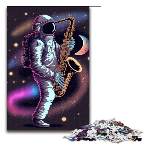Puzzle 1000 Teile für Erwachsene Astronauten Saxophon Puzzle praktisches Spiel einzigartige Heimdekoration und Geschenke (75 x 50 cm) von linghhiming