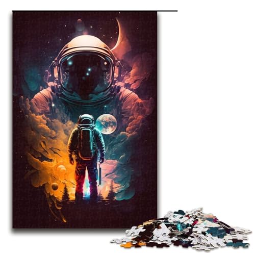 Puzzle 1000 Teile für Erwachsene Astronauten Weltraumpuzzle Hands on Spiel Einzigartige Heimdekoration und Geschenke 75x50cm von linghhiming