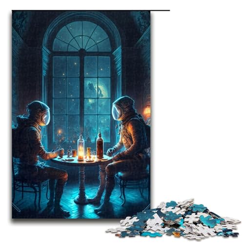 Puzzle 1000 Teile für Erwachsene Astronauten in einem Schloss Puzzle Hands on Spiel Einzigartige Heimdekoration und Geschenke 75x50cm von linghhiming