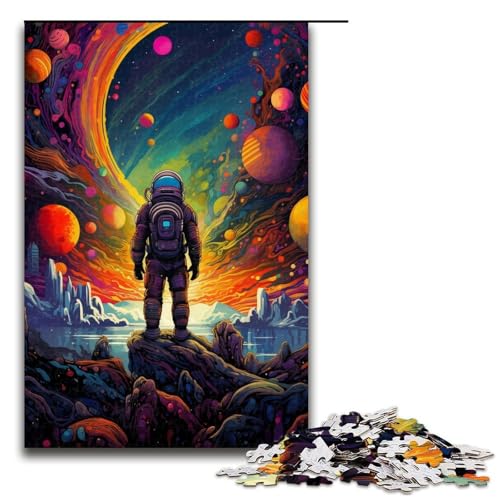 Puzzle 1000 Teile für Erwachsene Außerirdischer Astronaut im Weltraum Puzzle praktisches Spiel einzigartige Heimdekoration und Geschenke 1000 Teile (75 x 50 cm) von linghhiming