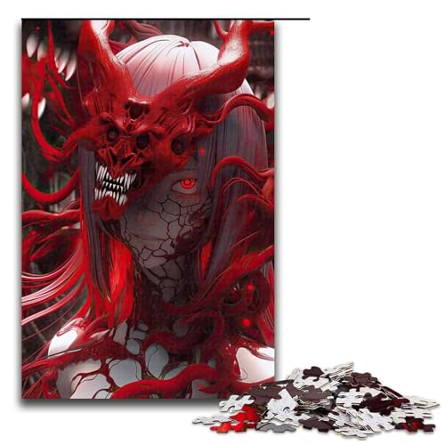 Puzzle 1000 Teile für Erwachsene Blutrotes Schattenpuzzle Spiel zum Anfassen Einzigartige Heimdekoration und Geschenke 75x50cm von linghhiming