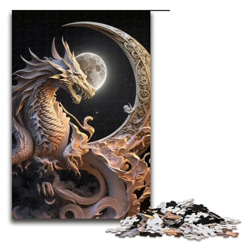 Puzzle 1000 Teile für Erwachsene Brave Dragon Puzzle Hands on Spiel Einzigartige Heimdekoration und Geschenke 75x50cm von linghhiming