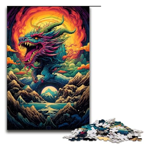 Puzzle 1000 Teile für Erwachsene Chinesisches Drachenpuzzle Praktisches Spiel Einzigartige Heimdekoration und Geschenke 75x50cm von linghhiming