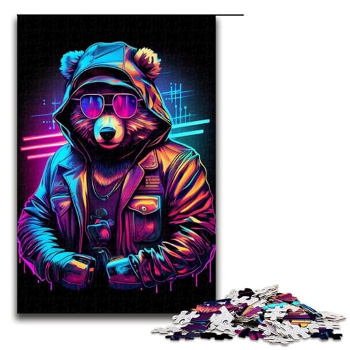 Puzzle 1000 Teile für Erwachsene Cooles Bären Puzzle Hands on Spiel Einzigartige Heimdekoration und Geschenke 75x50cm von linghhiming