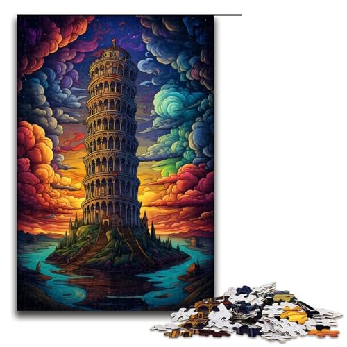Puzzle 1000 Teile für Erwachsene Der Schiefe Turm von Pisa Italien Puzzle Mitmachspiel Einzigartige Heimdekoration und Geschenke 1000 Teile (75 x 50 cm) von linghhiming