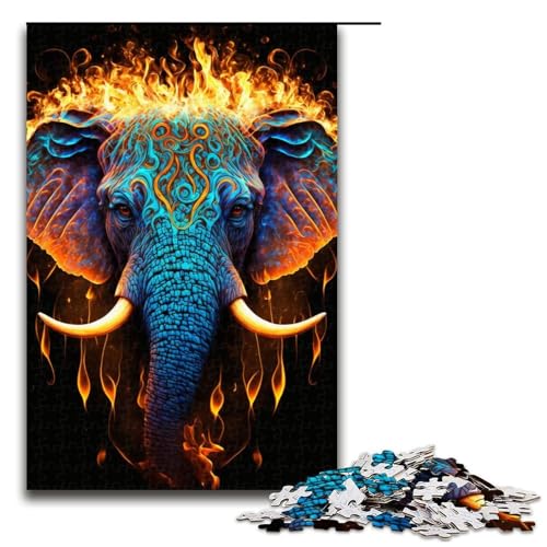 Puzzle 1000 Teile für Erwachsene Elefanten Feuer Wasser Puzzle Hands on Spiel Einzigartige Heimdekoration und Geschenke 75x50cm von linghhiming