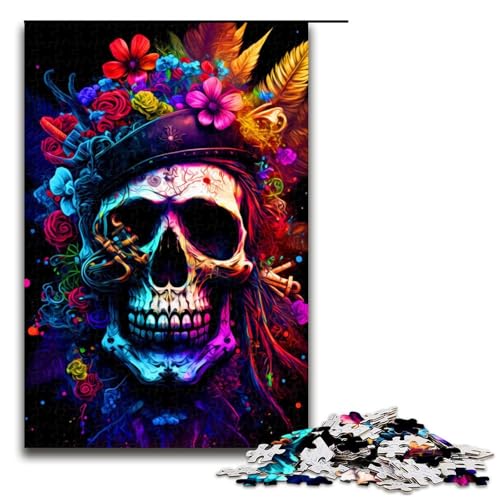 Puzzle 1000 Teile für Erwachsene Fantasy Totenkopf Puzzle Spiel zum Anfassen Einzigartige Heimdekoration und Geschenke 75x50cm von linghhiming
