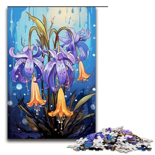 Puzzle 1000 Teile für Erwachsene Farbmalerei Blumen Puzzle praktisches Spiel einzigartige Heimdekoration und Geschenke 75 x 50 cm von linghhiming