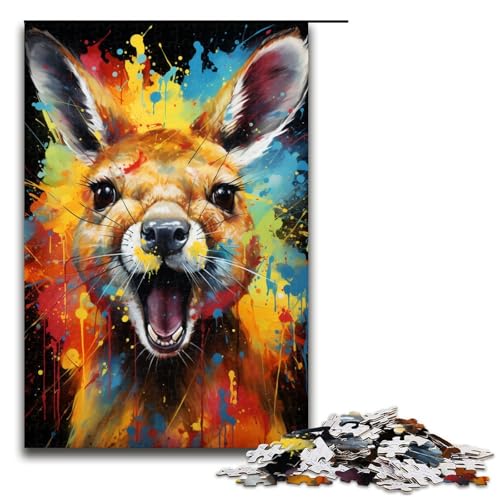Puzzle 1000 Teile für Erwachsene Farbmalerei Känguru Puzzle praktisches Spiel einzigartige Heimdekoration und Geschenke 75 x 50 cm von linghhiming