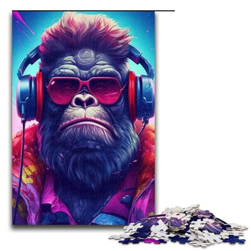 Puzzle 1000 Teile für Erwachsene Gorilla Hop Puzzle Hands on Spiel Einzigartige Heimdekoration und Geschenke 75x50cm von linghhiming