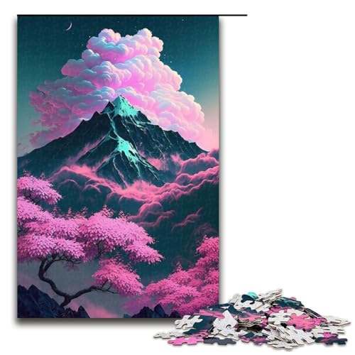 Puzzle 1000 Teile für Erwachsene Kirschblüte Japan Art Puzzle Hands on Spiel Einzigartige Heimdekoration und Geschenke 75x50cm von linghhiming