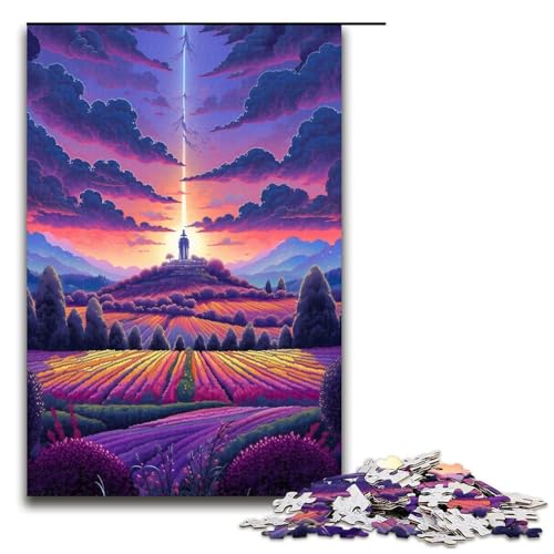 Puzzle 1000 Teile für Erwachsene Lavendelfelder in der Provence Frankreich Puzzle Mitmachspiel Einzigartige Heimdekoration und Geschenke 1000 Teile (75 x 50 cm) von linghhiming