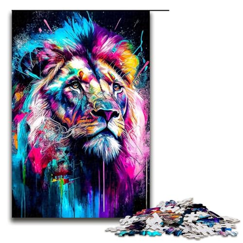 Puzzle 1000 Teile für Erwachsene Löwen Puzzle Spiel zum Anfassen einzigartige Heimdekoration und Geschenke (75 x 50 cm) von linghhiming