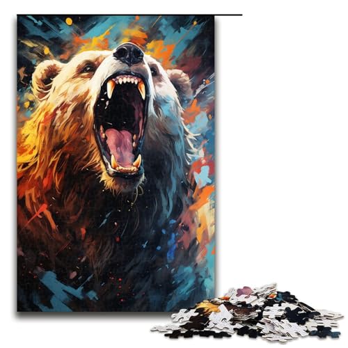 Puzzle 1000 Teile für Erwachsene Malen buntes Bären Kunstpuzzle praktisches Spiel einzigartige Heimdekoration und Geschenke 1000 PCS (75 x 50 cm) von linghhiming