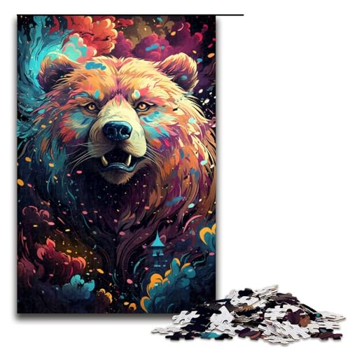Puzzle 1000 Teile für Erwachsene Malen buntes Bären Puzzle praktisches Spiel einzigartige Heimdekoration und Geschenke 1000 PCS (75 x 50 cm) von linghhiming
