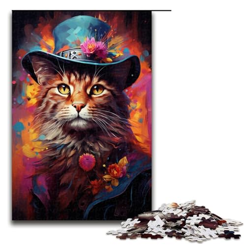 Puzzle 1000 Teile für Erwachsene Malerei Kunst Katzen Puzzle praktisches Spiel einzigartige Heimdekoration und Geschenke 1000 Teile (75 x 50 cm) von linghhiming