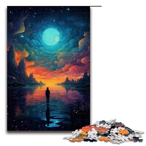 Puzzle 1000 Teile für Erwachsene Nachtansicht unter dem Sternenhimmel Puzzle Hands on Spiel Einzigartige Heimdekoration und Geschenke 1000PCS (75x50cm) von linghhiming