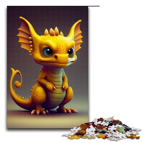 Puzzle 1000 Teile für Erwachsene Niedliches Goldenes Drachenpuzzle Spiel zum Anfassen Einzigartige Heimdekoration und Geschenke 75x50cm von linghhiming