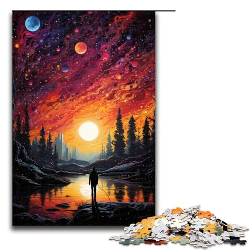 Puzzle 1000 Teile für Erwachsene Psychedelisches Landschaftspuzzle Hands on Spiel einzigartige Heimdekoration und Geschenke 75 x 50 cm von linghhiming