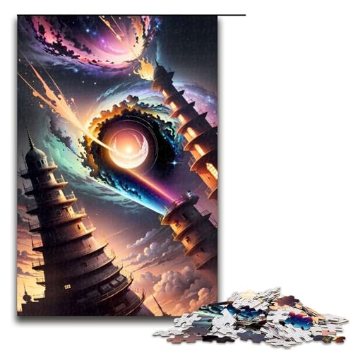Puzzle 1000 Teile für Erwachsene Schwarzer Lochturm Weltraumpuzzle Spiel zum Anfassen einzigartige Heimdekoration und Geschenke 75 x 50 cm von linghhiming