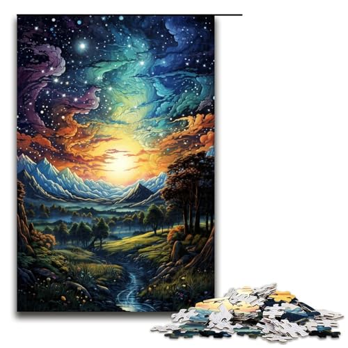 Puzzle 1000 Teile für Erwachsene Sternenhimmel Nachtansicht Puzzle Hands on Spiel Einzigartige Heimdekoration und Geschenke 75x50cm von linghhiming