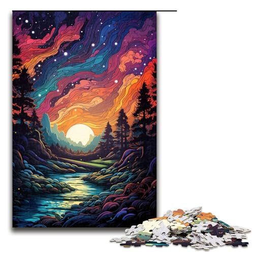 Puzzle 1000 Teile für Erwachsene Sternenhimmel Nachtansicht Puzzle Hands on Spiel Einzigartige Heimdekoration und Geschenke 75x50cm von linghhiming