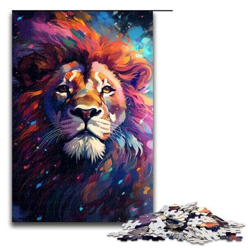 Puzzle 1000 Teile für Erwachsene Sternennachtszene Löwenpuzzle Spiel zum Anfassen Einzigartige Heimdekoration und Geschenke 75x50cm von linghhiming