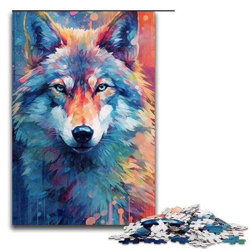 Puzzle 1000 Teile für Erwachsene Tier Wolf Farbpuzzle praktisches Spiel einzigartige Heimdekoration und Geschenke 1000 Teile (75 x 50 cm) von linghhiming
