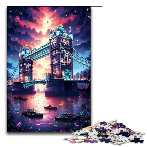 Puzzle 1000 Teile für Erwachsene Tower Bridge England Puzzle Hands on Spiel Einzigartige Heimdekoration und Geschenke 75x50cm von linghhiming