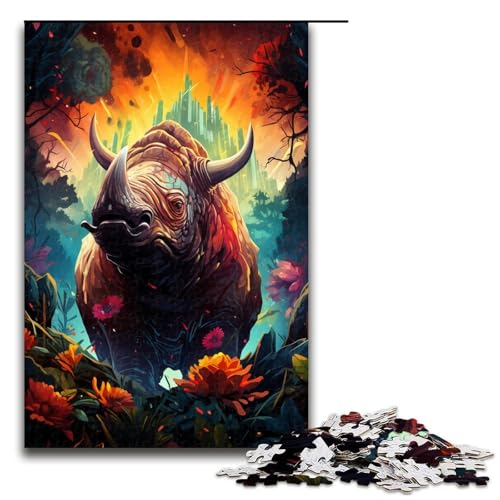 Puzzle 1000 Teile für Erwachsene Triceratops Buntes Puzzle Hands on Spiel Einzigartige Heimdekoration und Geschenke 75x50cm von linghhiming