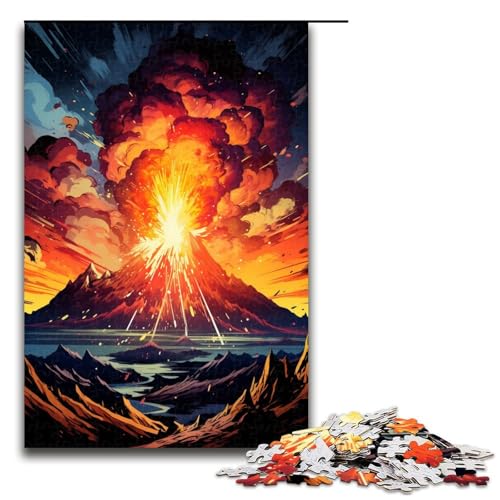 Puzzle 1000 Teile für Erwachsene Vulkanausbrüche Puzzle Spiel zum Anfassen Einzigartige Heimdekoration und Geschenke 75x50cm von linghhiming