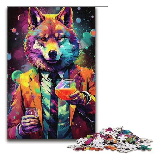 Puzzle 1000 Teile für Erwachsene buntes Doodle-Wolf-Puzzle praktisches Spiel einzigartige Heimdekoration und Geschenke 1000 Teile (38 x 26 cm) von linghhiming
