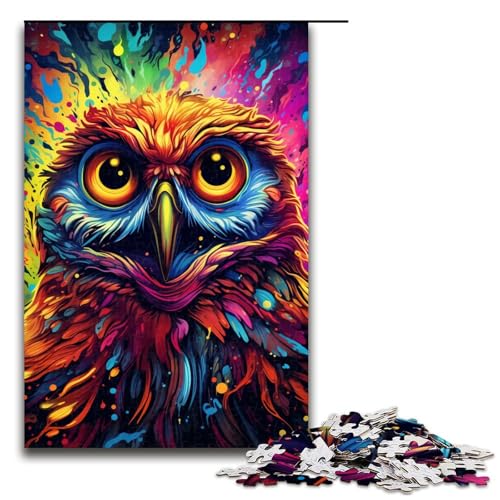 Puzzle 1000 Teile für Erwachsene buntes Eulen Puzzle praktisches Spiel einzigartige Heimdekoration und Geschenke 75 x 50 cm von linghhiming