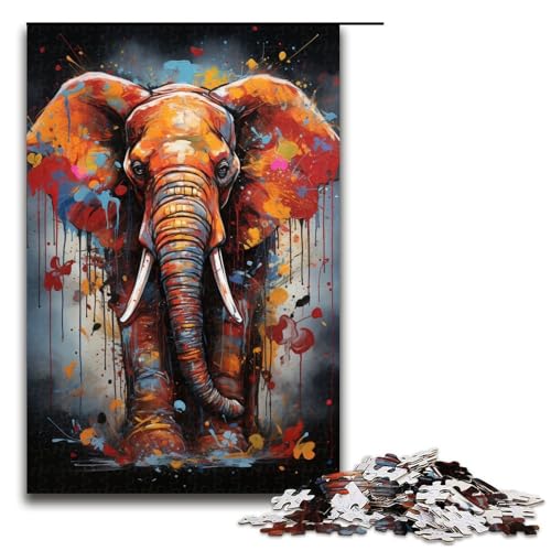 Puzzle Afrikanischer Elefant 1000 Teile Holzpuzzle für Erwachsene und Kinder ab 14 Jahren Familienspaß-Puzzle 1000 Teile (75 x 50 cm) von linghhiming
