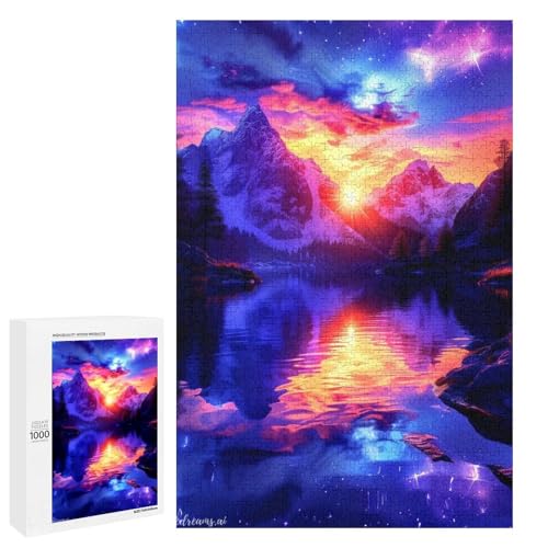 Puzzle Berg der Träume 1000 teiliges Holzpuzzle für Erwachsene und Kinder ab 12 Jahren lustiges Familienpuzzle (75 x 50 cm) von linghhiming
