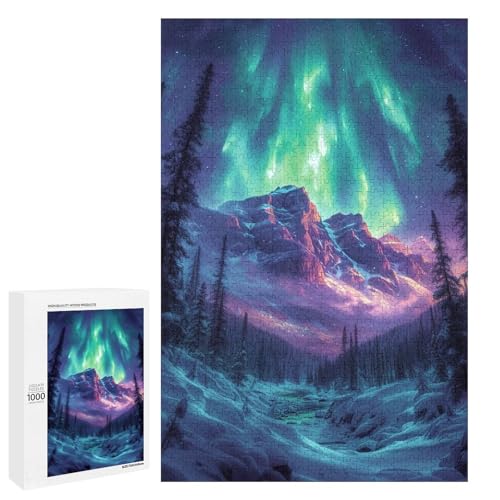 Puzzle Buntes Aurora 1000 teiliges Holzpuzzle für Erwachsene und Kinder ab 12 Jahren Familienspaß Puzzle 75 x 50 cm von linghhiming