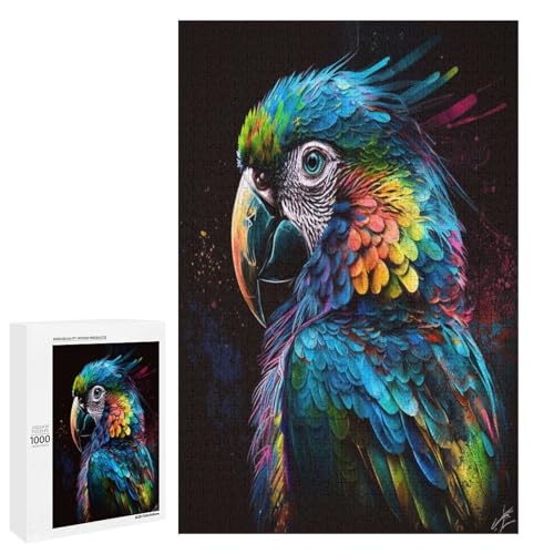 Puzzle Bunter Papagei 1000 Teile Holzpuzzle für Erwachsene und Kinder ab 12 Jahren Familienspaß Puzzle 75 x 50 cm von linghhiming