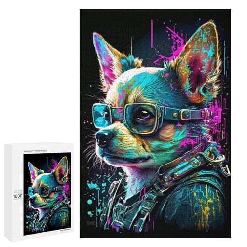 Puzzle Farbiger mechanischer Hund 1000 Teile Holzpuzzle für Erwachsene und Kinder ab 12 Jahren Familienspaß Puzzle 75 x 50 cm von linghhiming