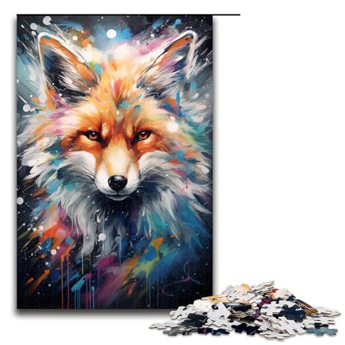 Puzzle Painting Art Fox 1000 teiliges Holzpuzzle für Erwachsene und Kinder ab 14 Jahren Familienspaß Puzzle 1000 Teile (75 x 50 cm) von linghhiming