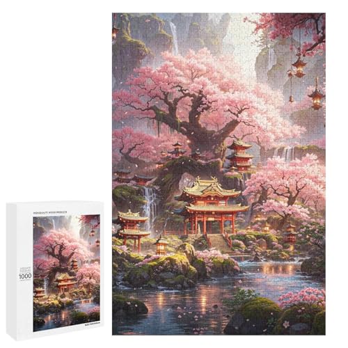 Puzzle Sakura Valley 1000 teiliges Holzpuzzle für Erwachsene und Kinder ab 12 Jahren lustiges Familienpuzzle (75 x 50 cm) von linghhiming