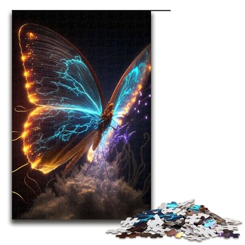 Puzzle Schmetterling bunt 1000 Teile Holzpuzzle für Erwachsene und Kinder ab 14 Jahren Familienspaß Puzzle 75 x 50 cm von linghhiming