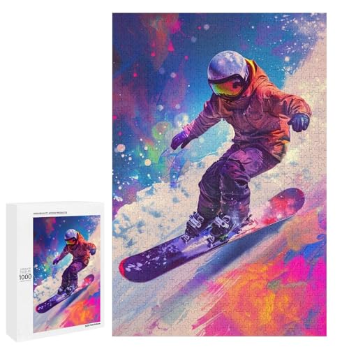 für Erwachsene Puzzle Snowboard 1000 teiliges Holzpuzzle für Erwachsene und Kinder ab 12 Jahren (75 x 50 cm) von linghhiming
