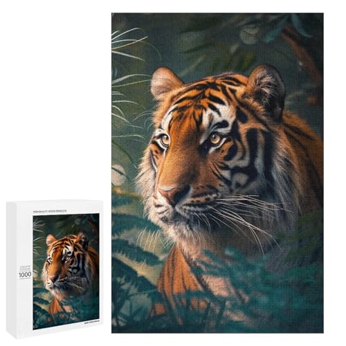 für Erwachsene Puzzle Tiger 1000 teiliges Holzpuzzle für Erwachsene und Kinder ab 12 Jahren (75 x 50 cm) von linghhiming