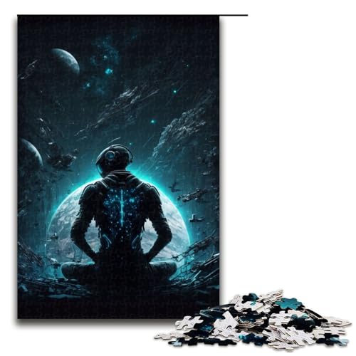 Puzzle für Erwachsene „Astronautenmeditation 1000 teiliges Holzpuzzle für Erwachsene und Kinder ab 14 Jahren (75 x 50 cm) von linghhiming