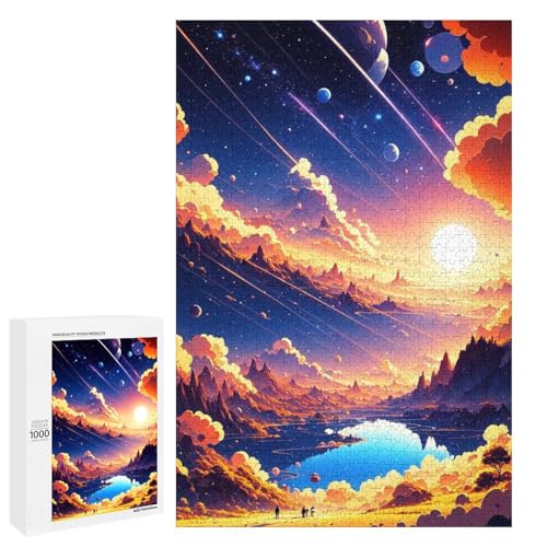 Puzzle für Erwachsene „Calming Rays“ 1000 teiliges rundes Holzpuzzle für Kinder ab 12 Jahren Heimdekoration (75 x 50 cm) von linghhiming