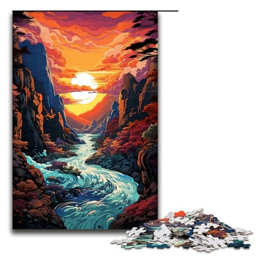 Puzzle für Erwachsene „Die farbenfrohe psychedelische Schönheit der Akachiho Schlucht 1000 teiliges Puzzle Holzpuzzle für Erwachsene und Kinder ab 14 Jahren Lernspielzeug 75 x 50 cm von linghhiming