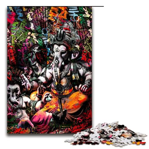 Puzzle für Erwachsene „Ganesh 1000 Teile Holzpuzzle für Erwachsene und Kinder ab 14 Jahren (75 x 50 cm) von linghhiming