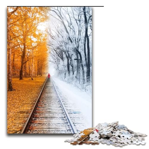 Puzzle für Erwachsene „Winterfall 1000 Teile Holzpuzzle für Erwachsene und Kinder ab 14 Jahren (75 x 50 cm) von linghhiming