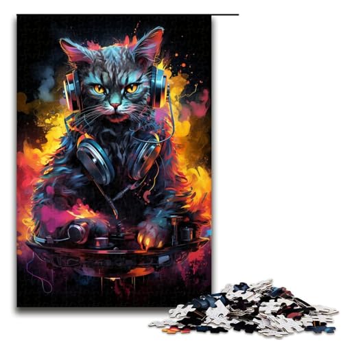 Puzzle für Erwachsene 1000 Teile „Die farbenfrohe Psychedelia von DJ Cat Lernspiele für Zuhause DIY Spielzeug tolles Geschenk für Spiele 75 x 50 cm von linghhiming